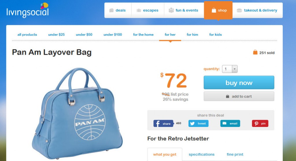 Pan Am Layover Bag sale - LivingSocial