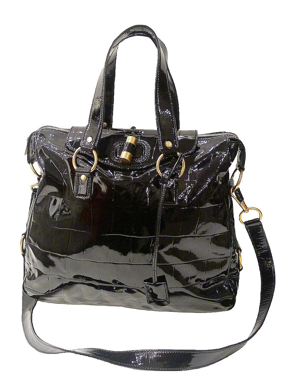 Purse Quote - Yves Saint Laurent YSL Black Patent Leather Tote