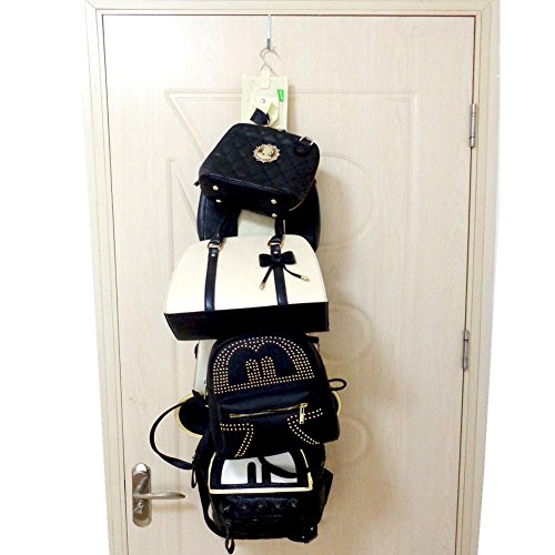 Hanging Handbag Closet Organizer Purse Storage with 6 Hooks (White