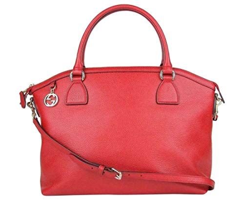 Gucci GG Charm Red Leather Large Convertible Dome Bag With Detachabel ...